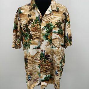 Hawaiian print button down luau shirt by Kennington Ltd. Size Large
